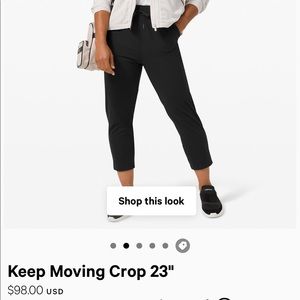 Lululemon Keep Moving Cropped Black Pant